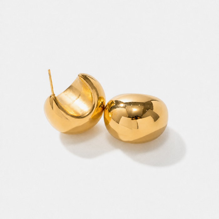 Women's Crescent Dome Stud Earrings Gold-Plated