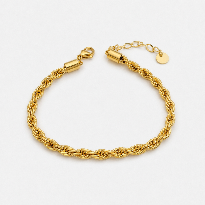 Twisted Rope Chain Bracelet Gold-Plated Adjustable