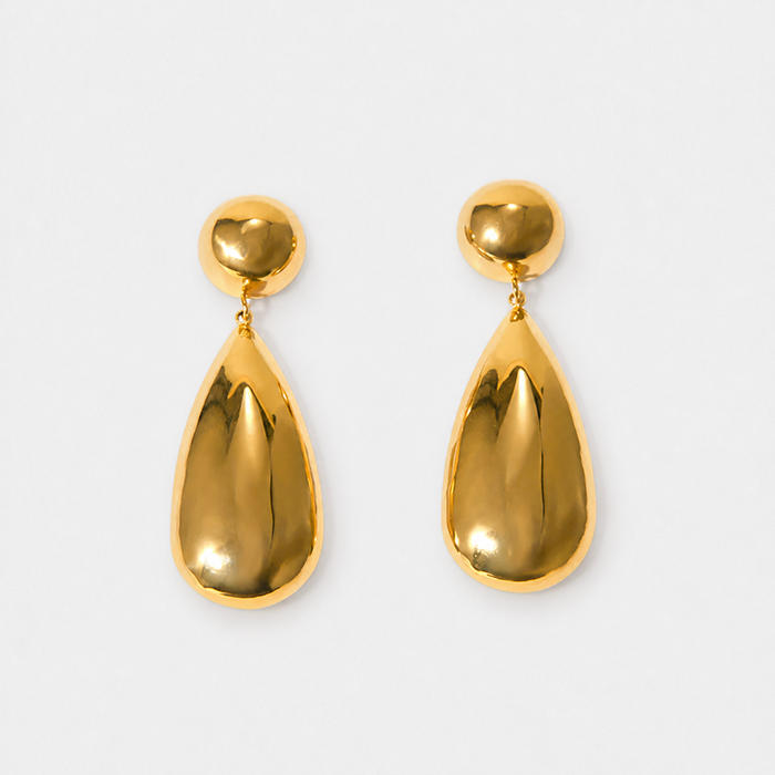Women's Gold-Plated Teardrop Drop Earrings 4.6cm Long