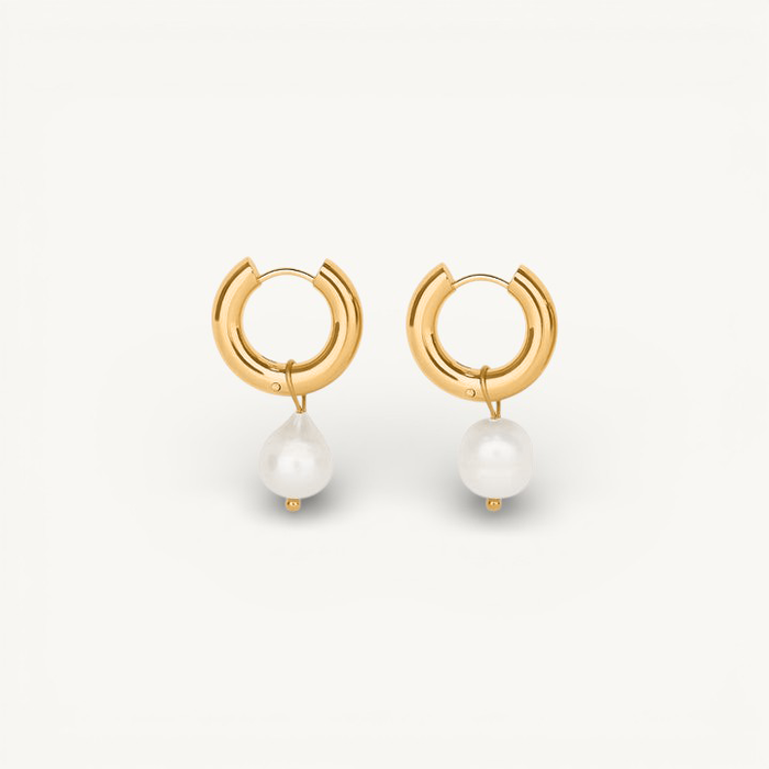 Hoop Earrings with Pearl Drops