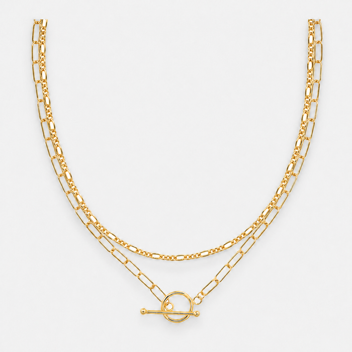 Women's Gold-Plated Link Chain Choker Necklace with Toggle Clasp