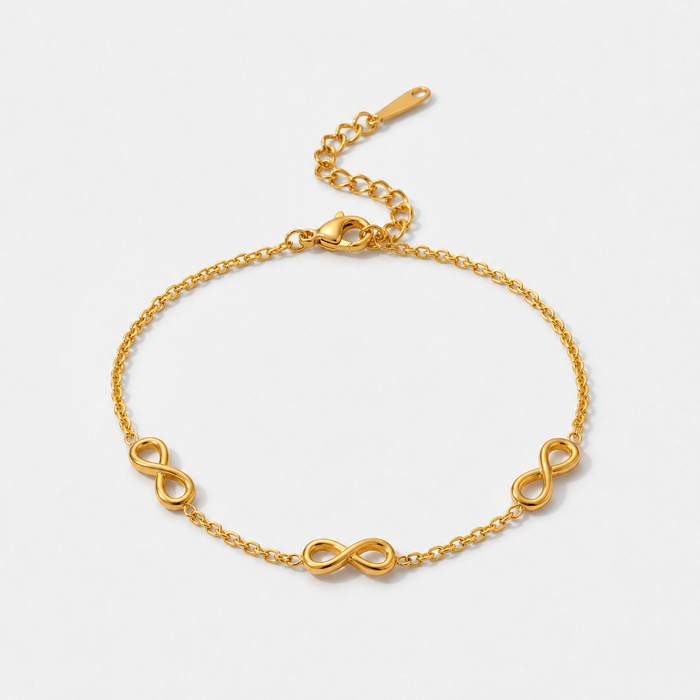 Gold-Plated Infinity Symbol Chain Bracelet Adjustable