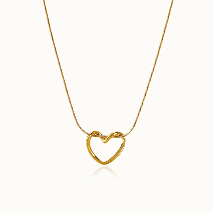 Women's Heart Pendant Necklace with Knotted Design