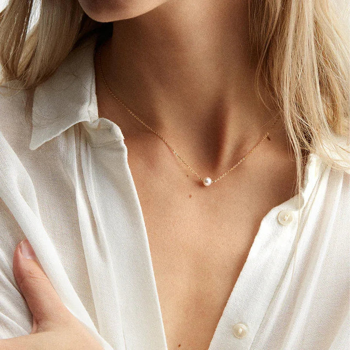 Gold-Tone Faux Pearl Pendant Chain Necklace