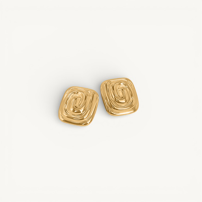 Textured Square Gold-Plated Stud Earrings
