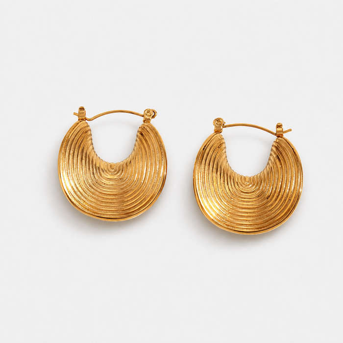 Women's Sculptural Spiral Hoop Earrings with Textured Detail