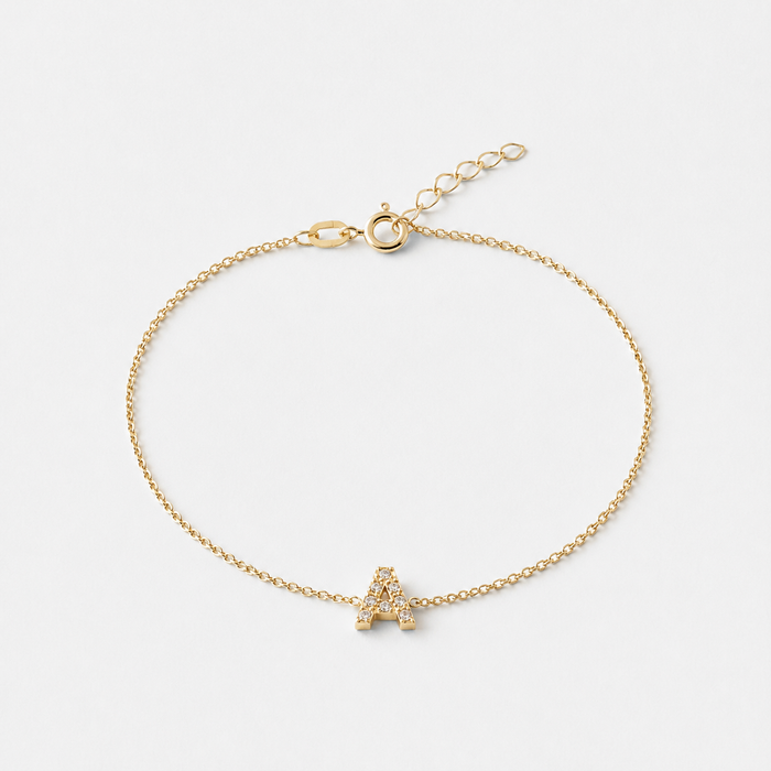 Women's Initial Letter Bracelet with Sapphire Stones
