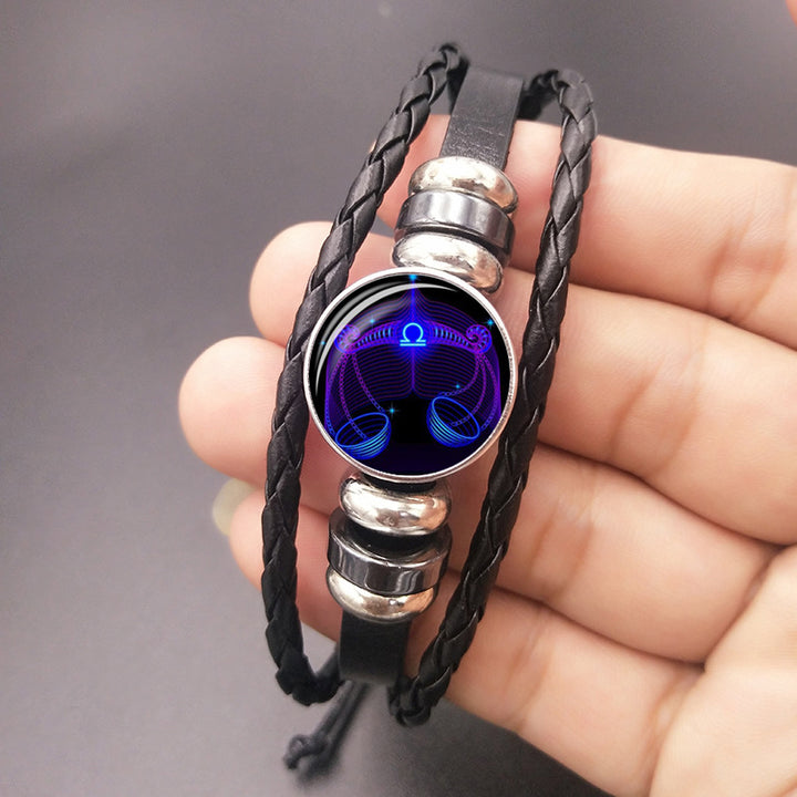 Glow in the dark zodiac sign braided bracelet