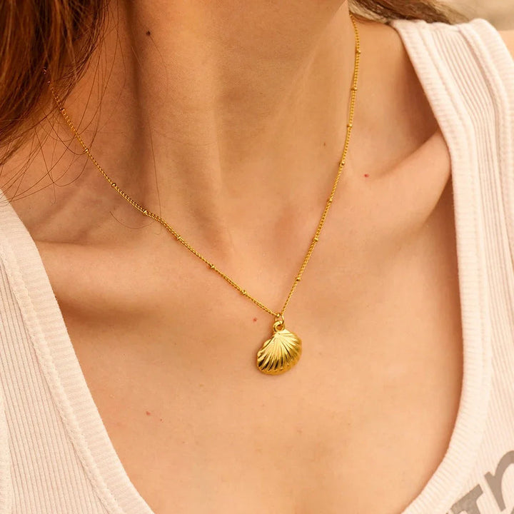 Gold-Tone Shell Charm Necklace for Women