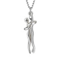 Silver hugging couple pendant necklace
