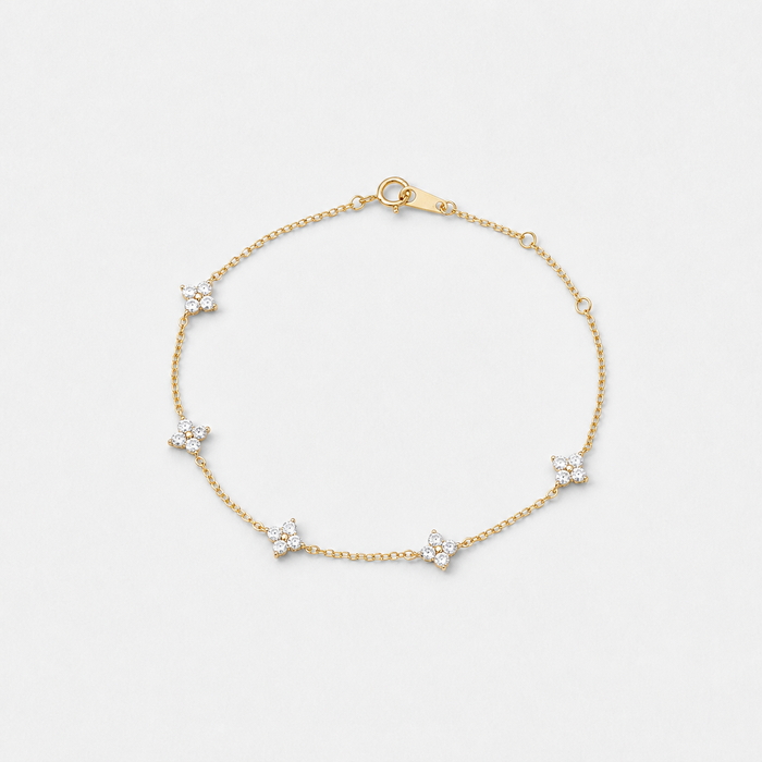 Clover Station Chain Bracelet with Spring Ring Clasp