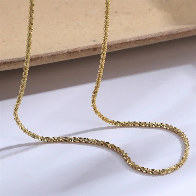 Gold-Tone Textured Chain Necklace for Women