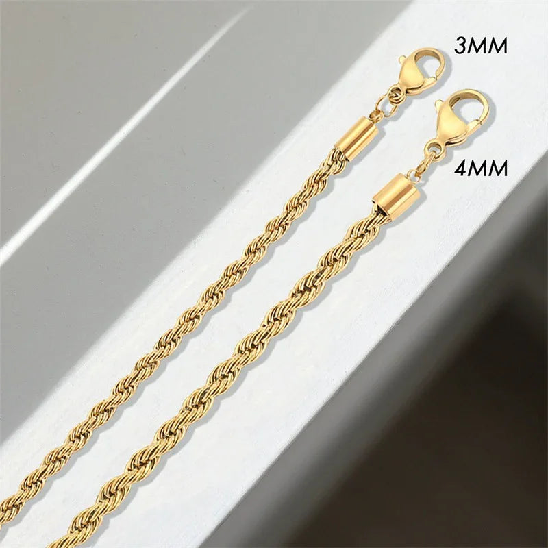 Gold-Plated Rope Chain Necklace for Women