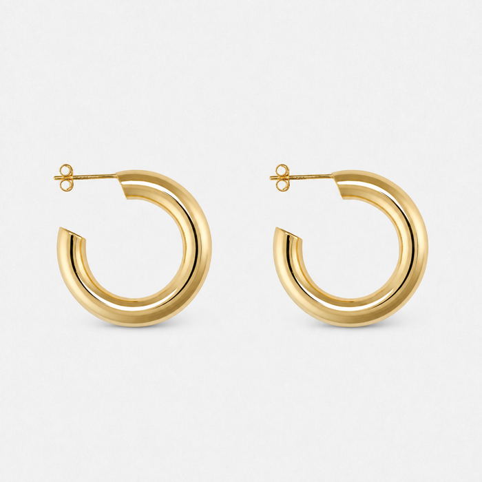 Women's Chunky Gold-Plated Hoop Earrings 25mm