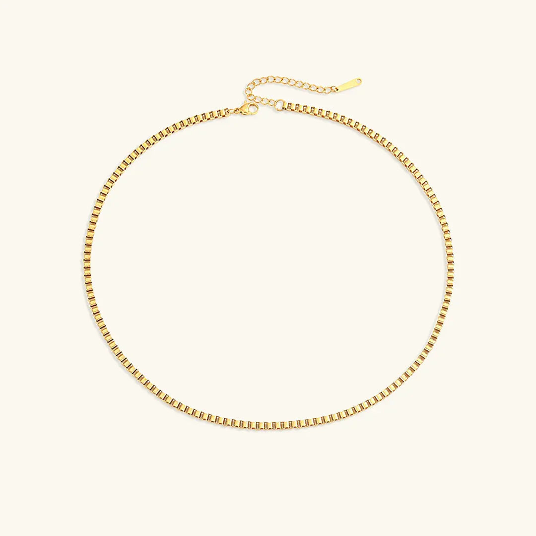 Gold-Plated Box Chain Necklace for Women