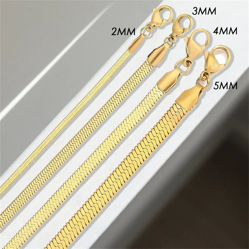 Gold-Plated Flat Chain Bracelet for Women