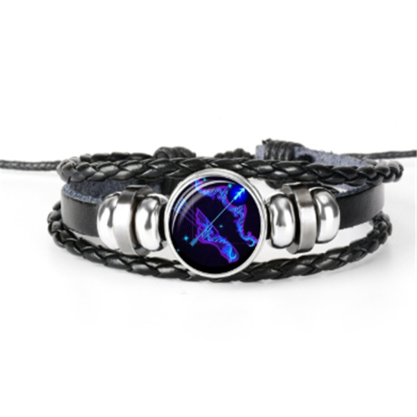 Glow in the dark zodiac sign braided bracelet