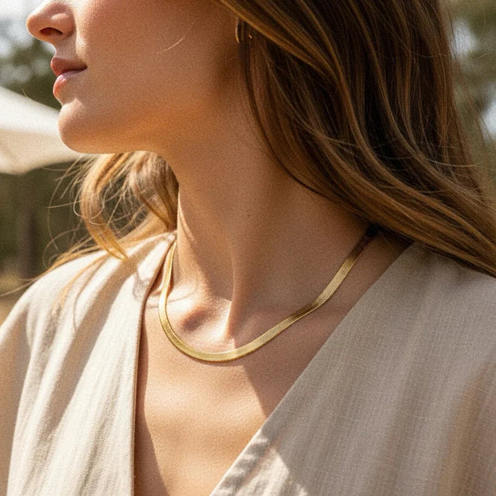 Gold-Tone Herringbone Necklace Jewelry Set