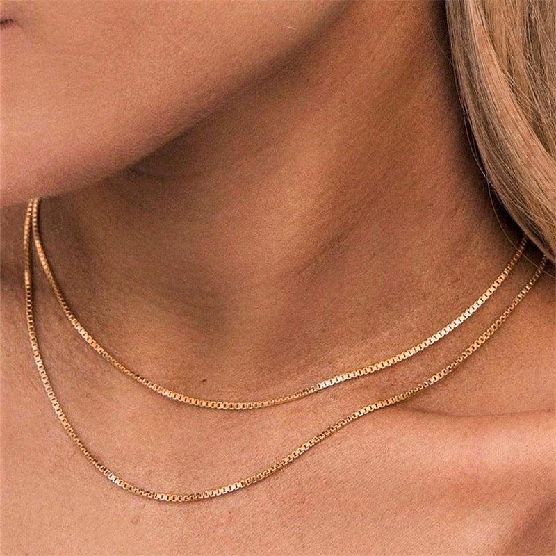 Gold-Tone Slim Box Chain Necklace