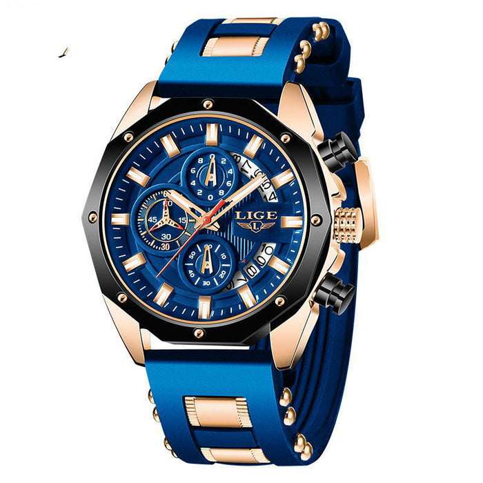 Men's Sports Chronograph-Look Watch with Luminous Hands