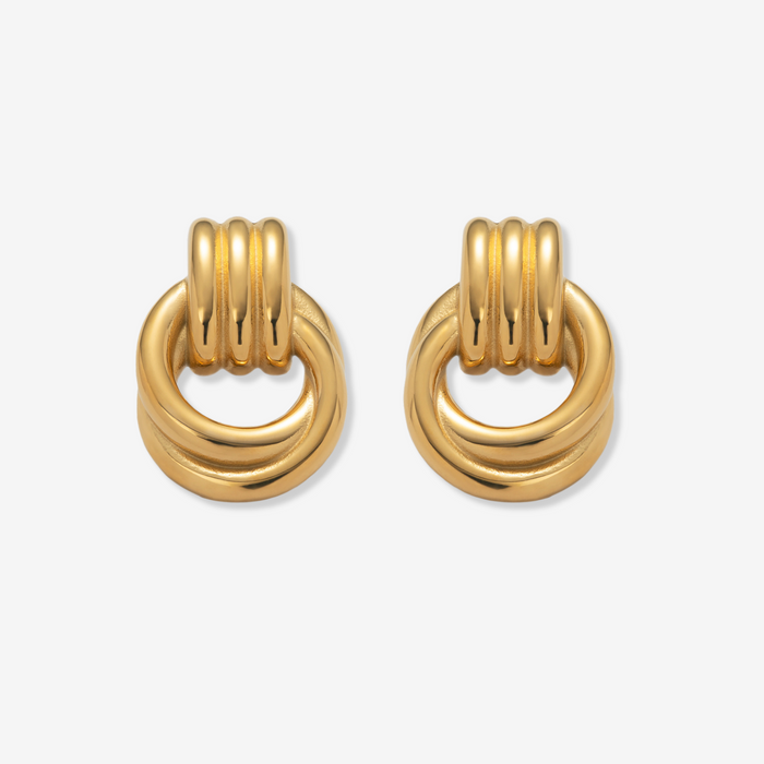 Women's Doorknocker Drop Earrings with Layered Hoop
