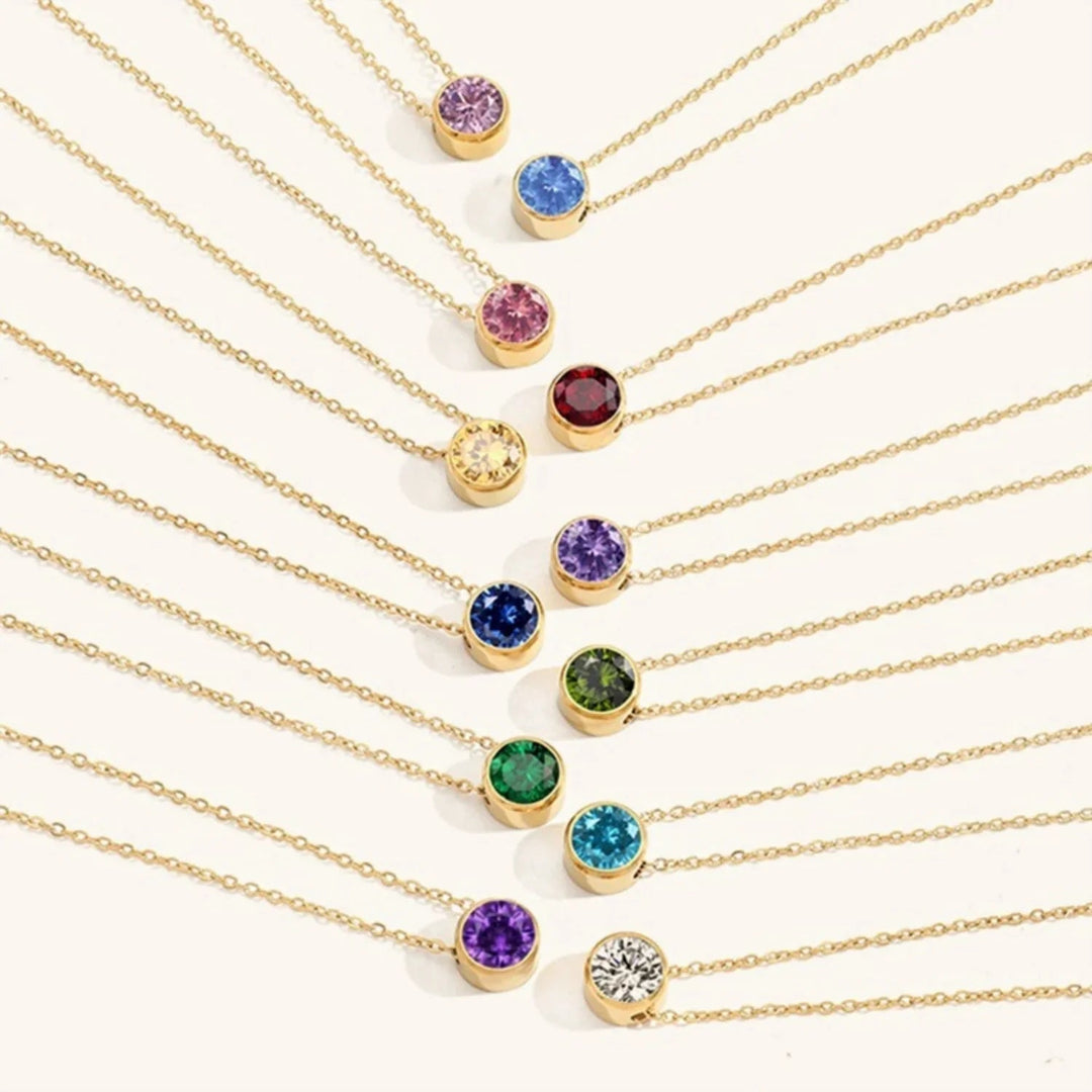 Gold-Plated Crystal Pendant Necklace Jewelry Set