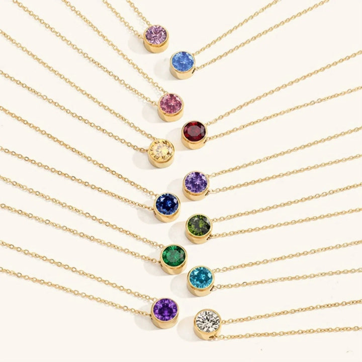 Gold-Plated Crystal Pendant Necklace Jewelry Set