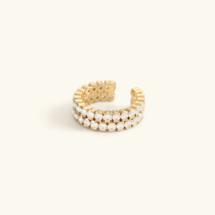 Women's Double-Row Cuff Ring with Open-End Design