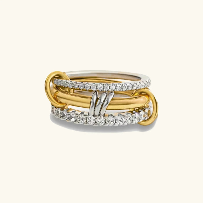 Women's Stacked Ring with Pavé Diamond Simulants