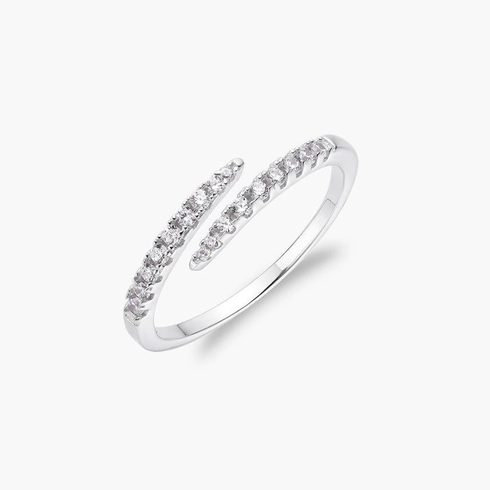 Women's Pavé Crystal Open Band Ring with Layered Design