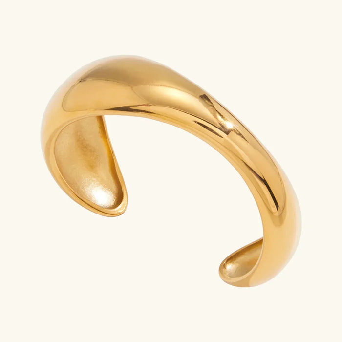 Sculptural Gold-Tone Cuff Bangle Open Adjustable