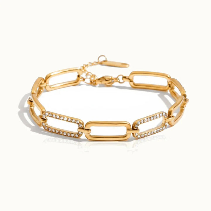 Gold-Plated CZ Chain Bracelet for Women