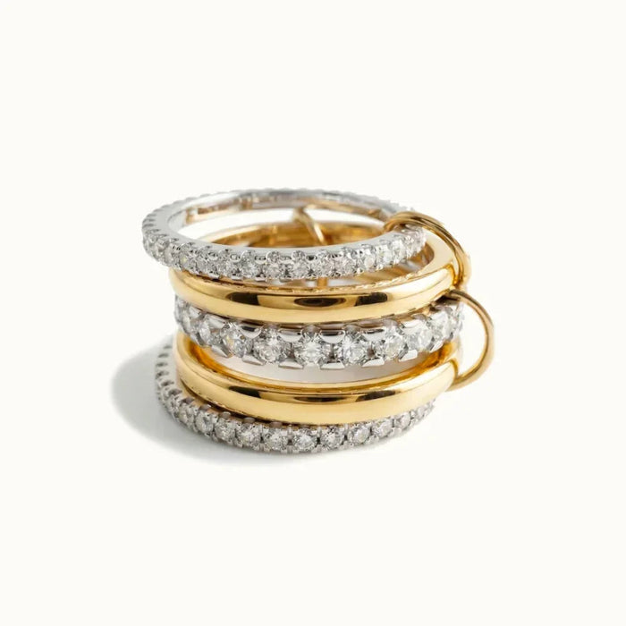 Two Tone Stacked Ring with Diamond Simulants