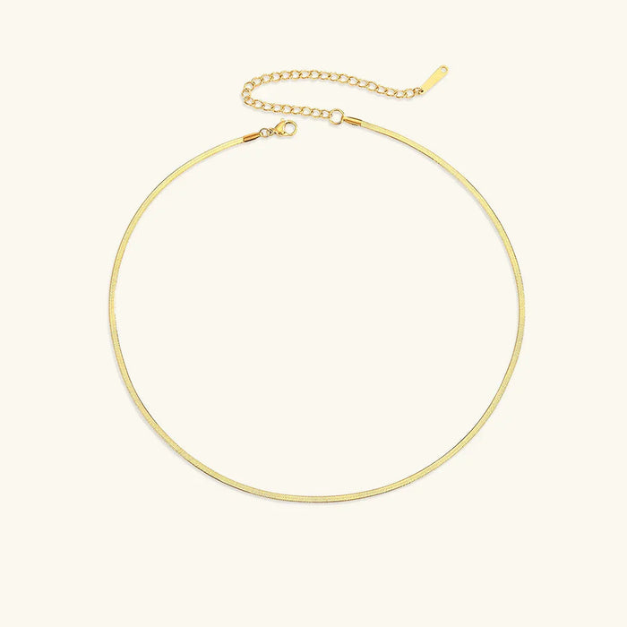 Gold-Plated Herringbone Chain Necklace for Women