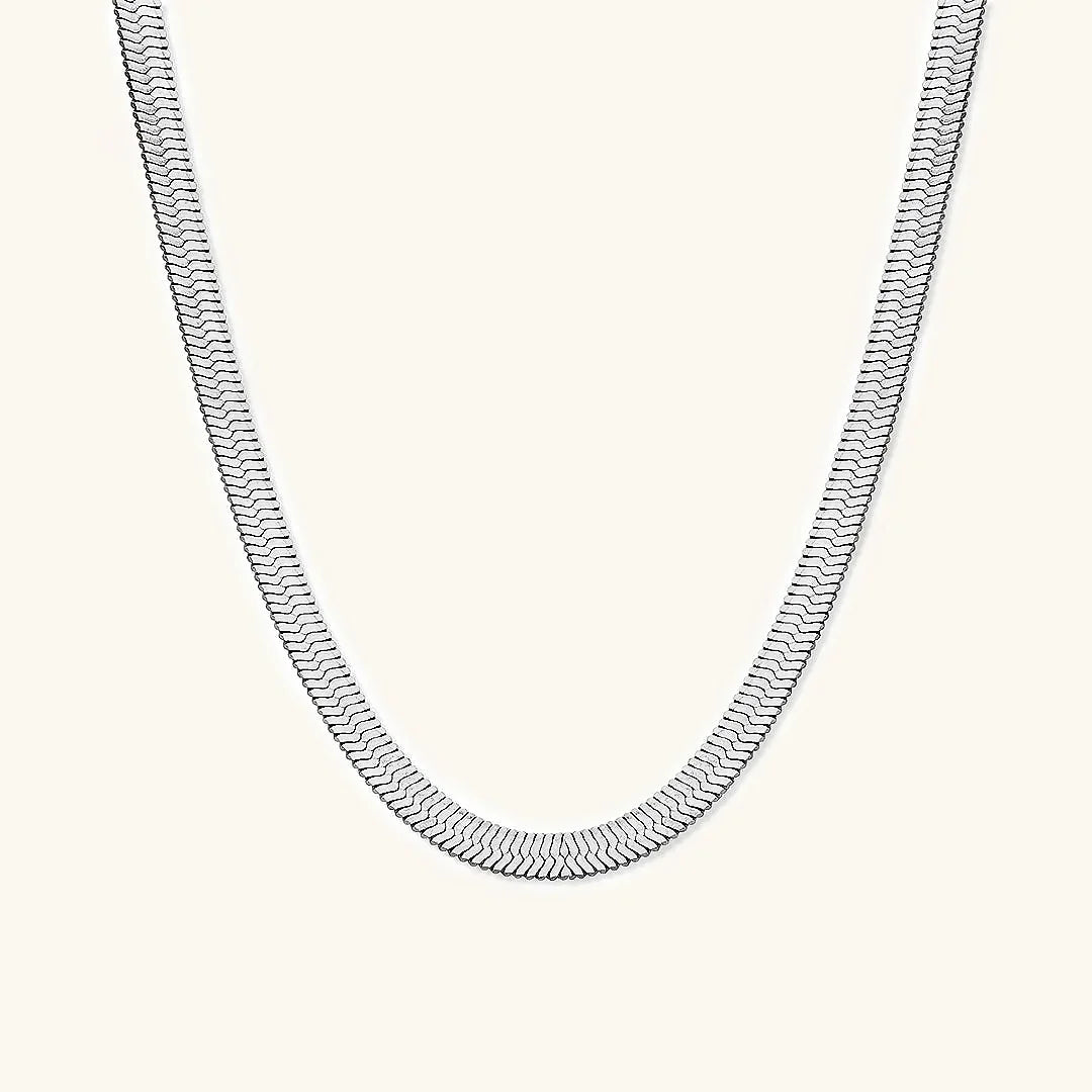 Gold-Plated Flat Herringbone Chain Necklace for Women