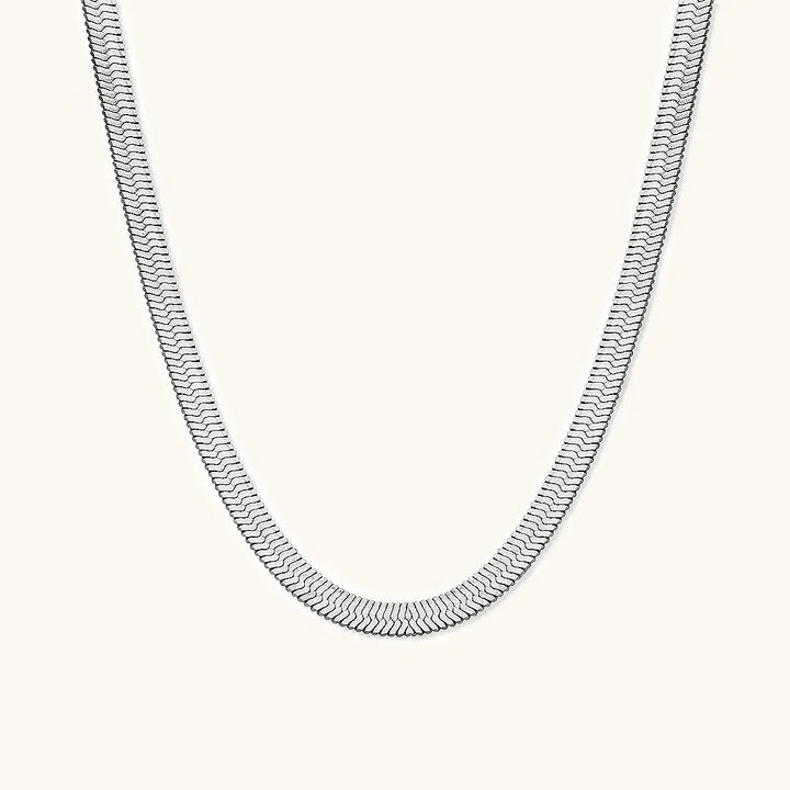 Gold-Plated Flat Herringbone Chain Necklace for Women