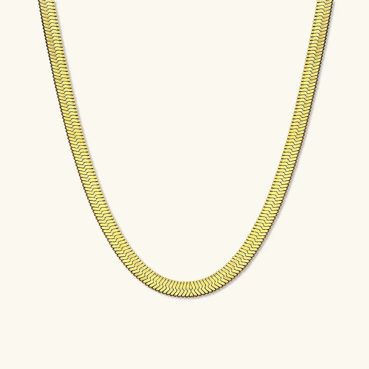 Gold-Plated Flat Herringbone Chain Necklace for Women