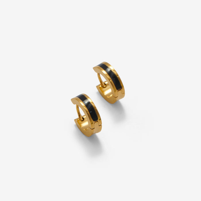 Enamel Stripe Hoop Earrings with Hinged Closure