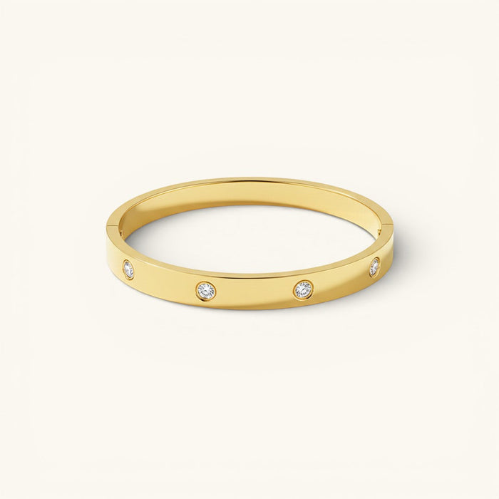 Women's Hinged Bangle Bracelet with Crystal Accents