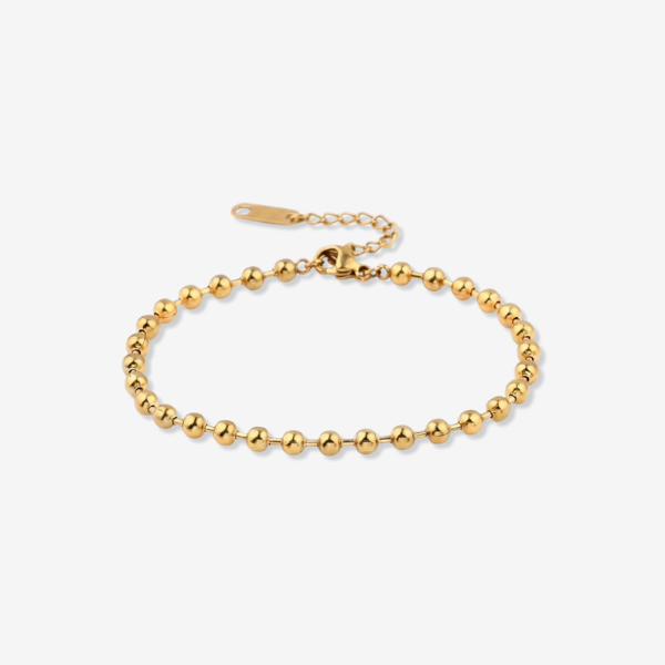 Gold Beaded Chain Bracelet with Adjustable Clasp