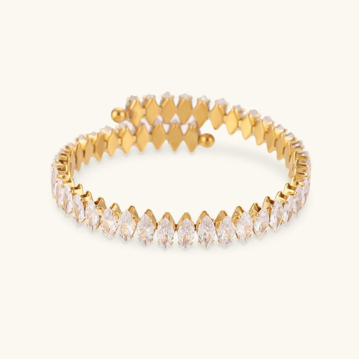 Diamond Simulant Tennis Bracelet Gold-Plated Stainless Steel