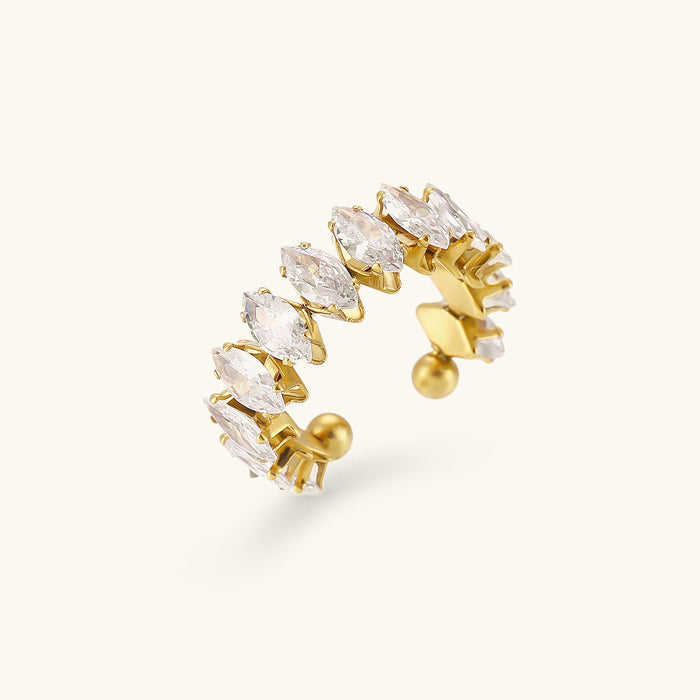Adjustable Marquise Crystal Ring Gold Plated Open Band