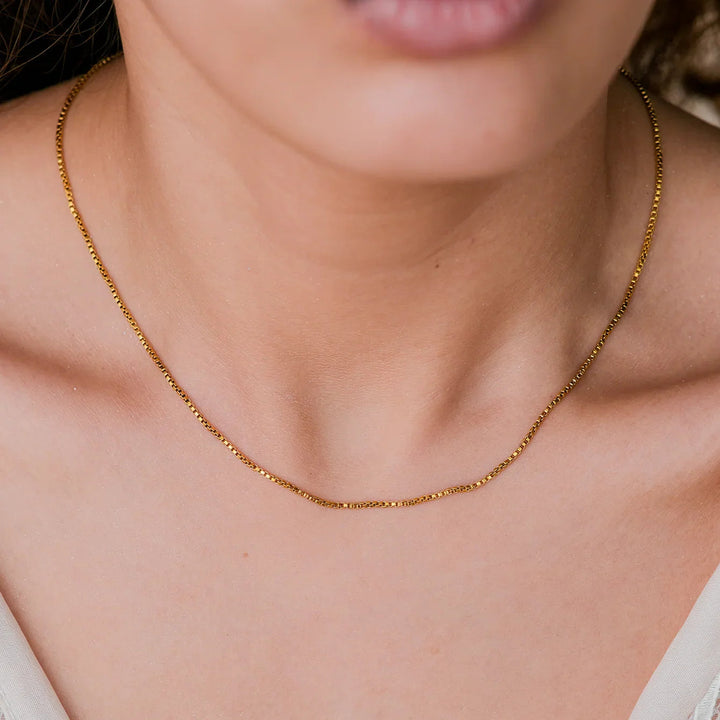 Gold-Tone Square Link Chain Necklace