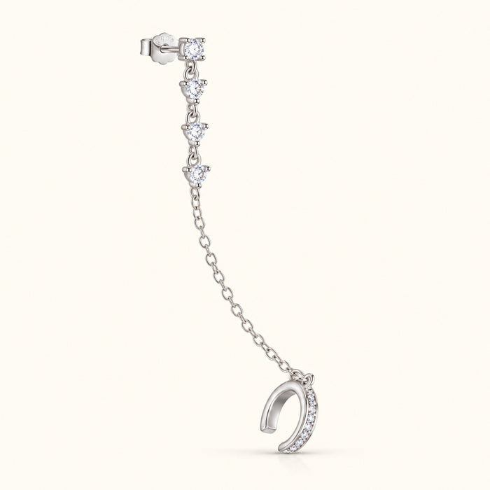 Gold-Plated Chain Cuff Earrings with Diamond Accents