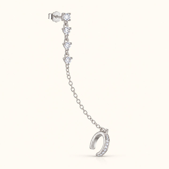 Gold-Plated Chain Cuff Earrings with Diamond Accents