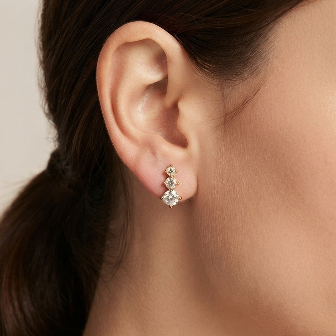 Gold-Plated Cubic Zirconia Stud Earrings for Women