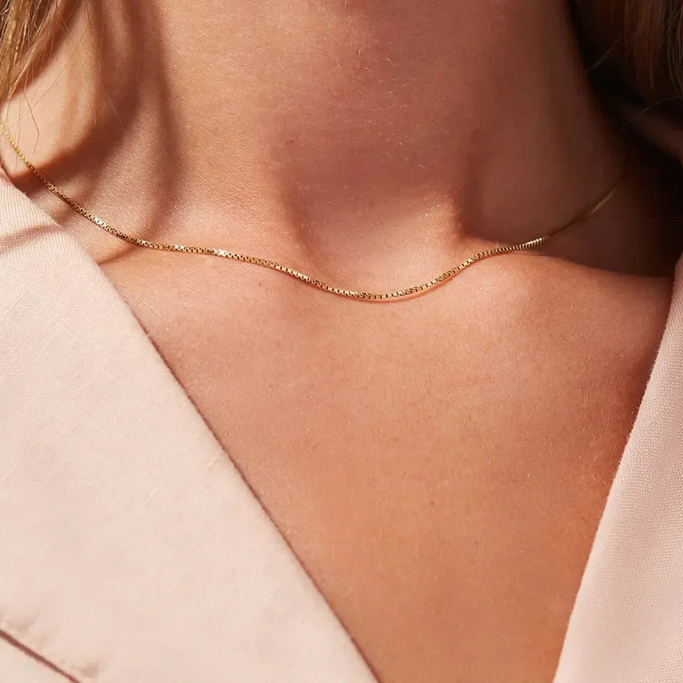 Gold-Plated Square Link Chain Necklace for Women
