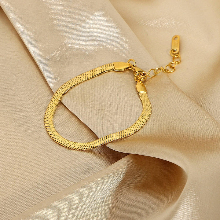 Gold-Plated Herringbone Jewelry 2-Piece Set