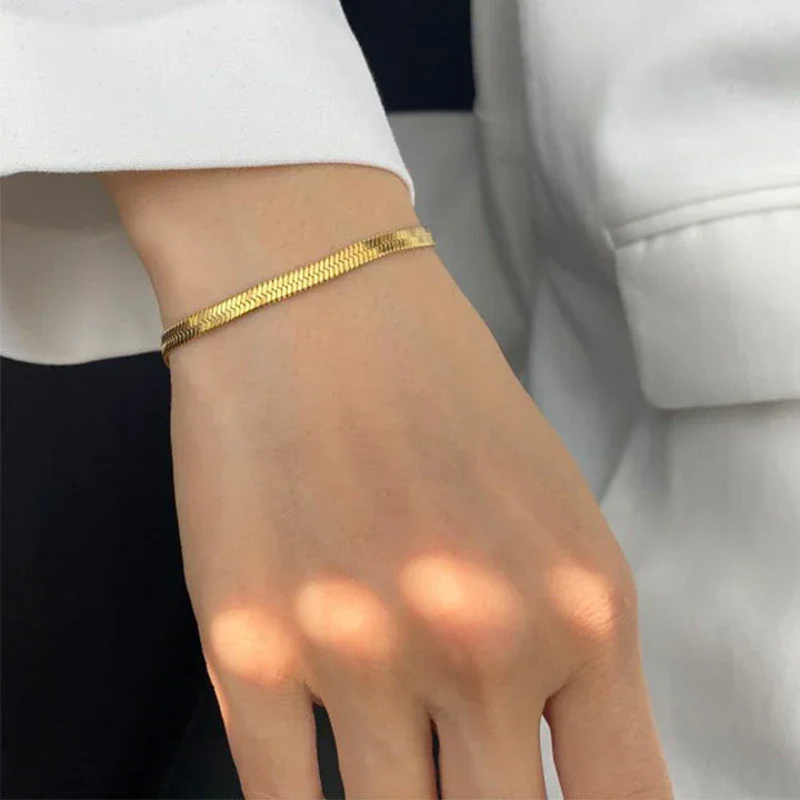 Gold-Plated Herringbone Jewelry 2-Piece Set