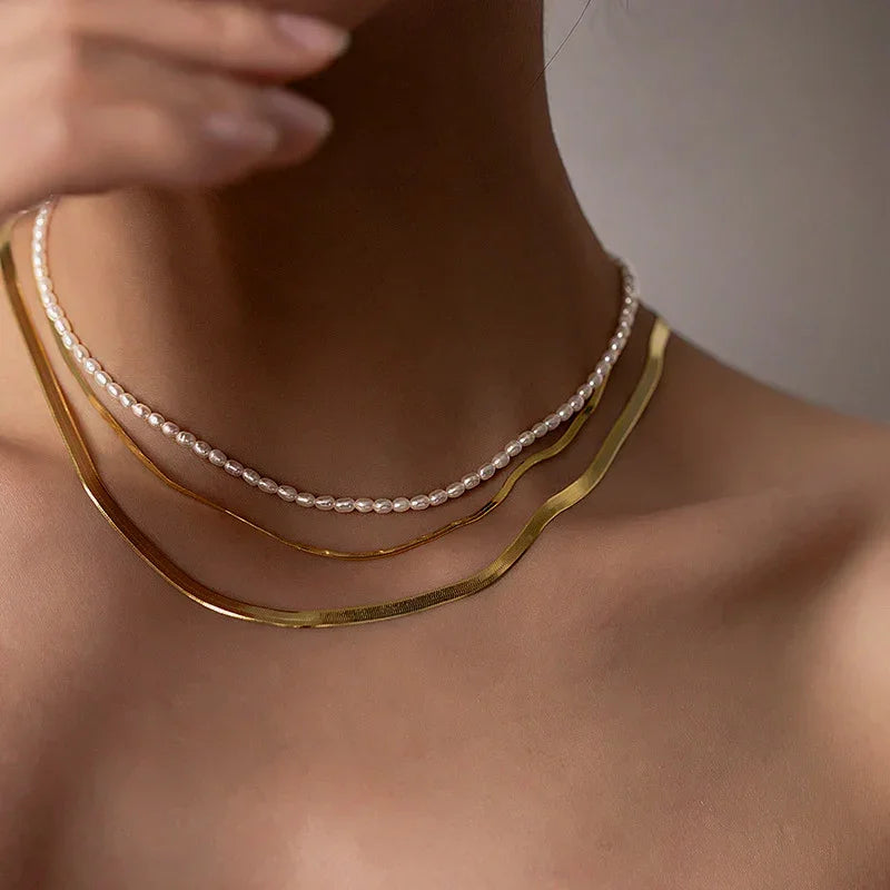 Gold-Plated Faux Pearl Choker Necklace